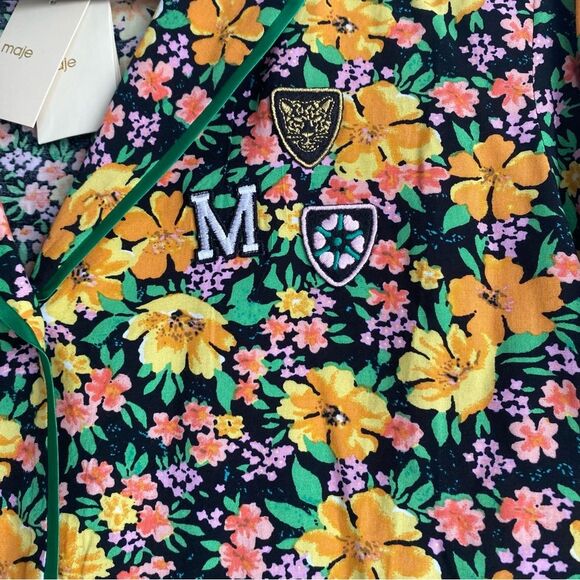 Maje Cikael Piped Floral-Motif Button Down Shirt Size 1 Small NWT - Picture 2 of 7